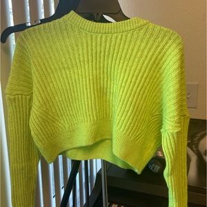 Neon Green Cropped Sweater
